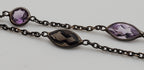 Vintage Double Strand Gemstone Sterling Silver Chain Link Bracelet - 7 + 1"