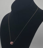 Vintage Pink Crystal Studded Sterling Silver Slide Pendant on Sterling Silver Chain Necklace - 18"