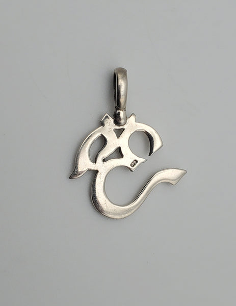 Vintage Solid Sterling Silver Om Symbol Pendant