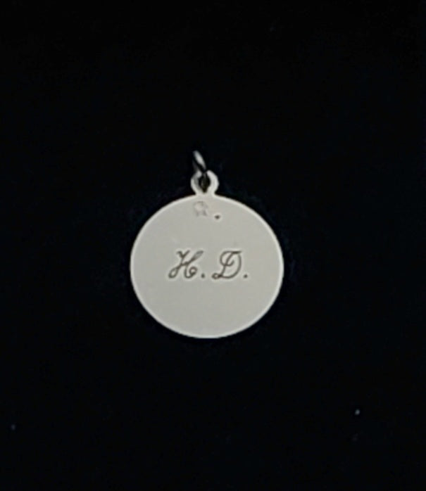 Vintage Sterling Silver Engraved Commemorative Monogram Pendant