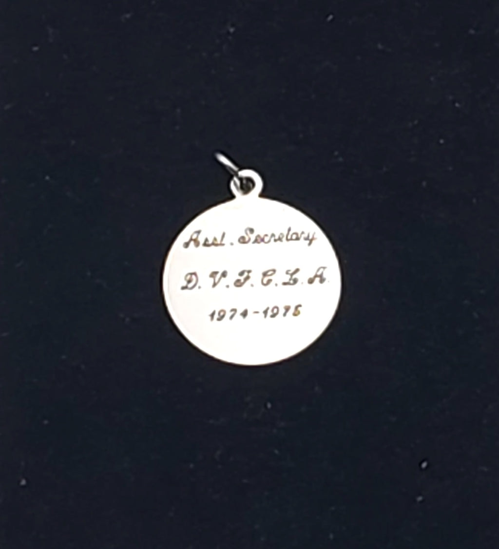 Vintage Sterling Silver Engraved Commemorative Monogram Pendant