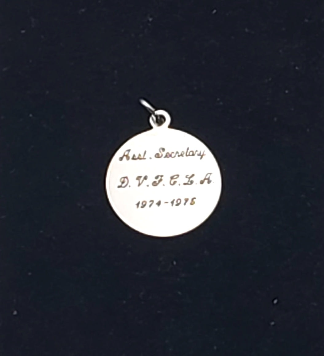 Vintage Sterling Silver Engraved Commemorative Monogram Pendant