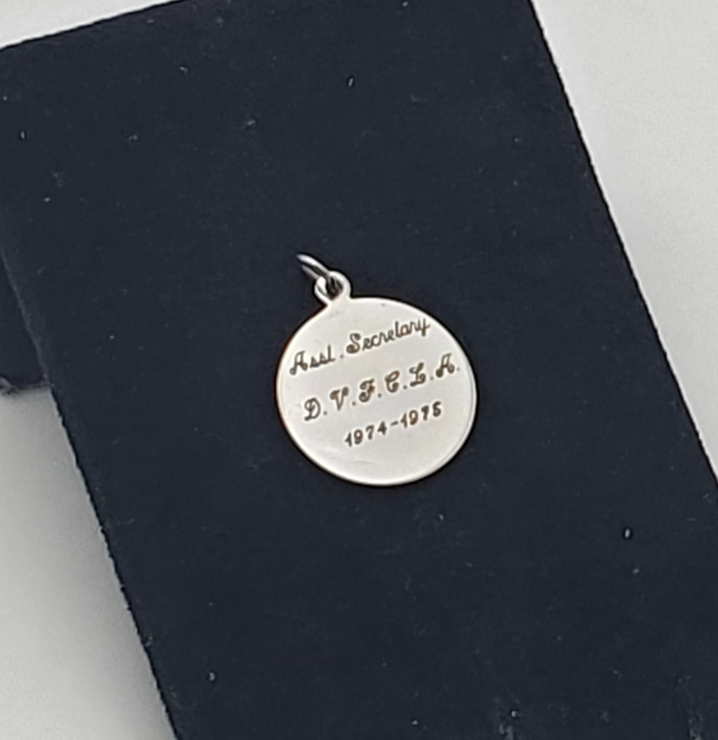 Vintage Sterling Silver Engraved Commemorative Monogram Pendant