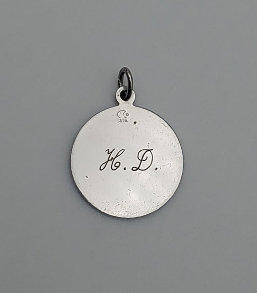 Vintage Sterling Silver Engraved Commemorative Monogram Pendant