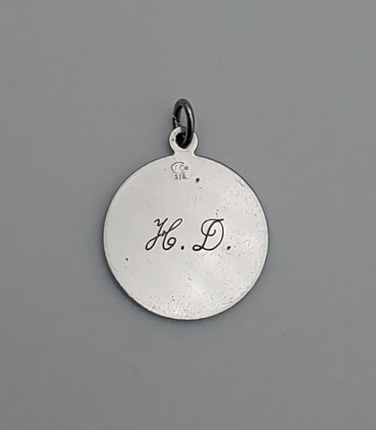 Vintage Sterling Silver Engraved Commemorative Monogram Pendant