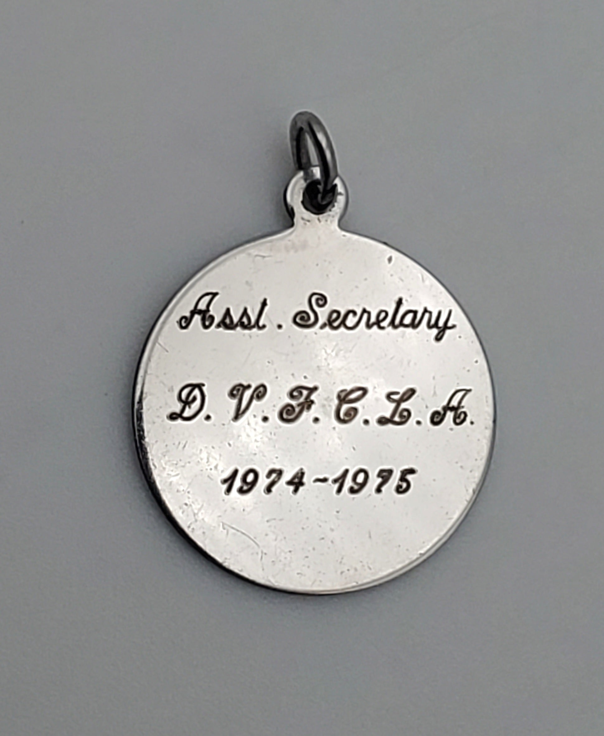 Vintage Sterling Silver Engraved Commemorative Monogram Pendant