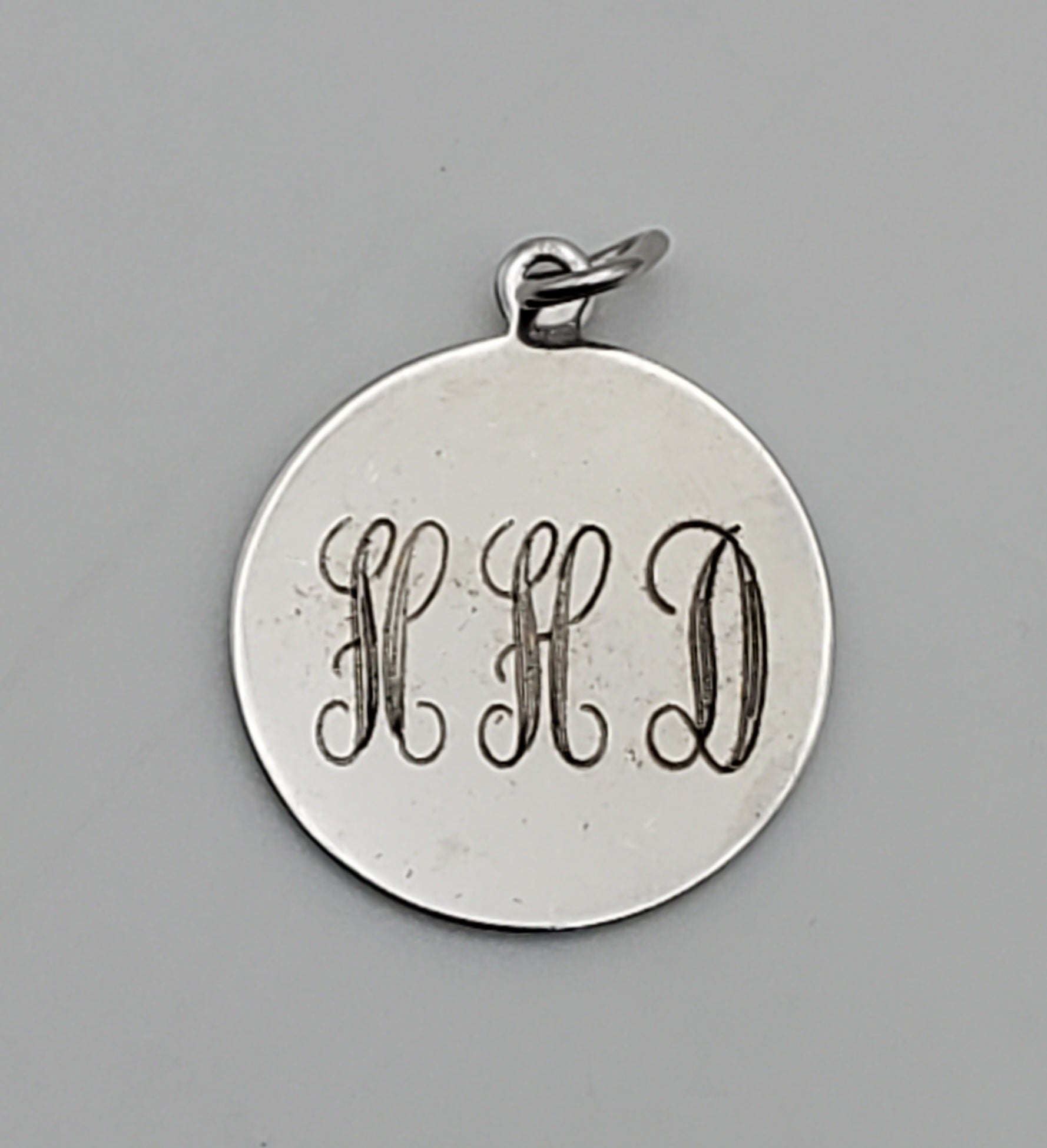 Vintage Sterling Silver Engraved Commemorative Monogram Pendant