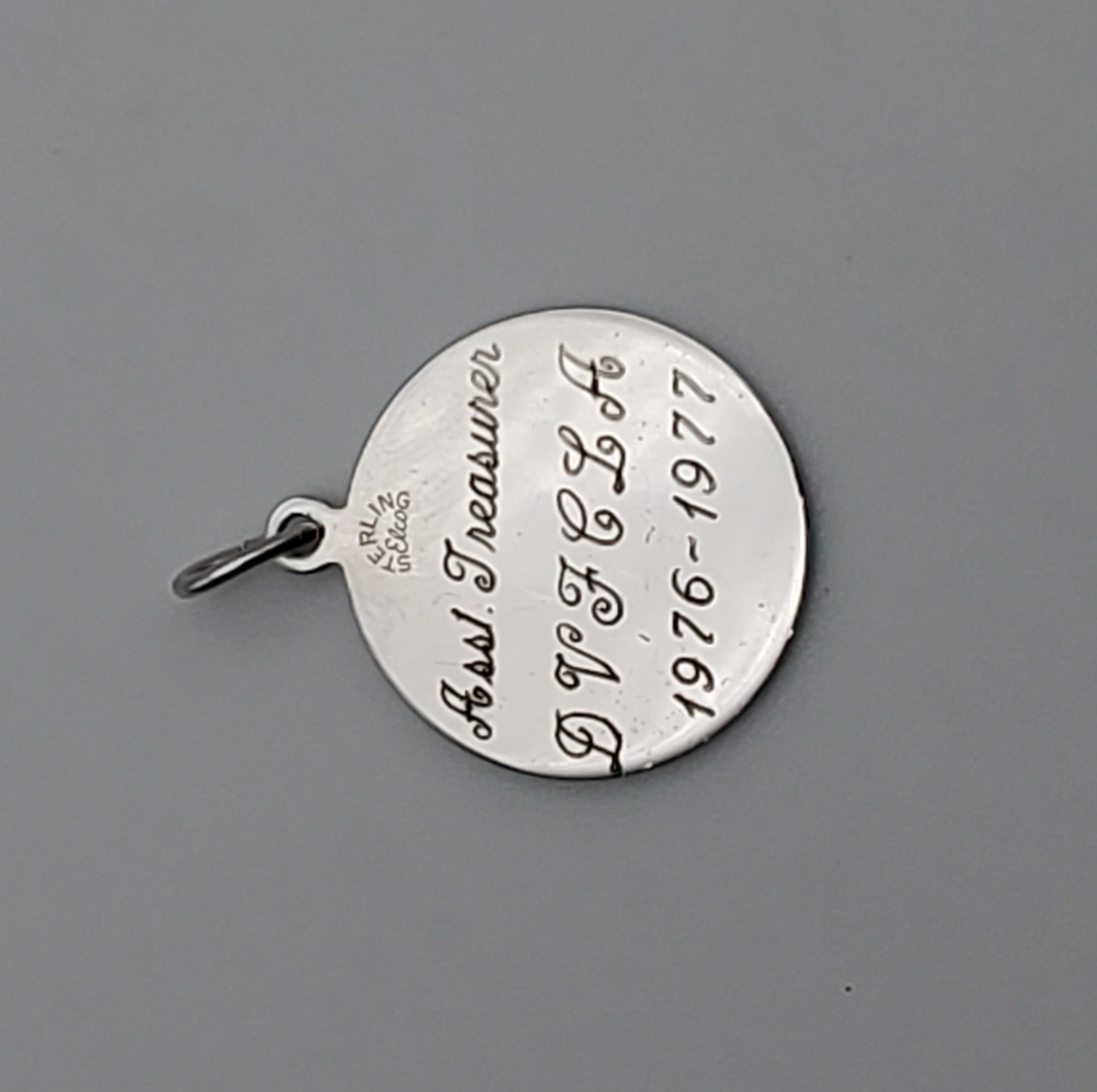 Vintage Sterling Silver Engraved Commemorative Monogram Pendant
