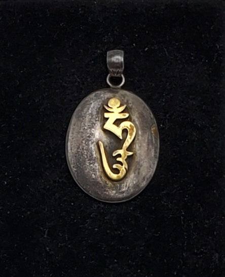 Vintage Sterling Silver and Gold Tone 'Om' Symbol Pendant