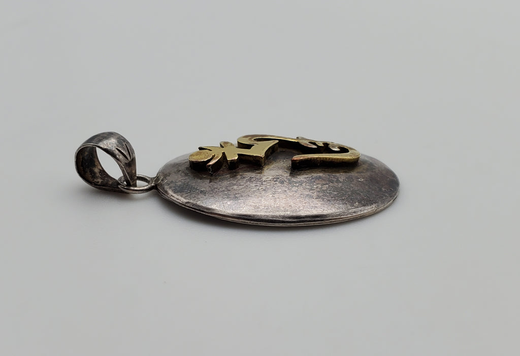 Vintage Sterling Silver and Gold Tone 'Om' Symbol Pendant