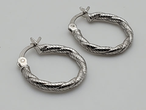 Vintage Sterling Silver Braided Design Hoop Earrings