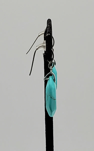 Vintage Faceted Turquoise Sterling Silver Dangle Earrings