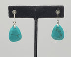 Vintage Faceted Turquoise Sterling Silver Dangle Earrings