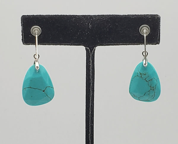 Vintage Faceted Turquoise Sterling Silver Dangle Earrings