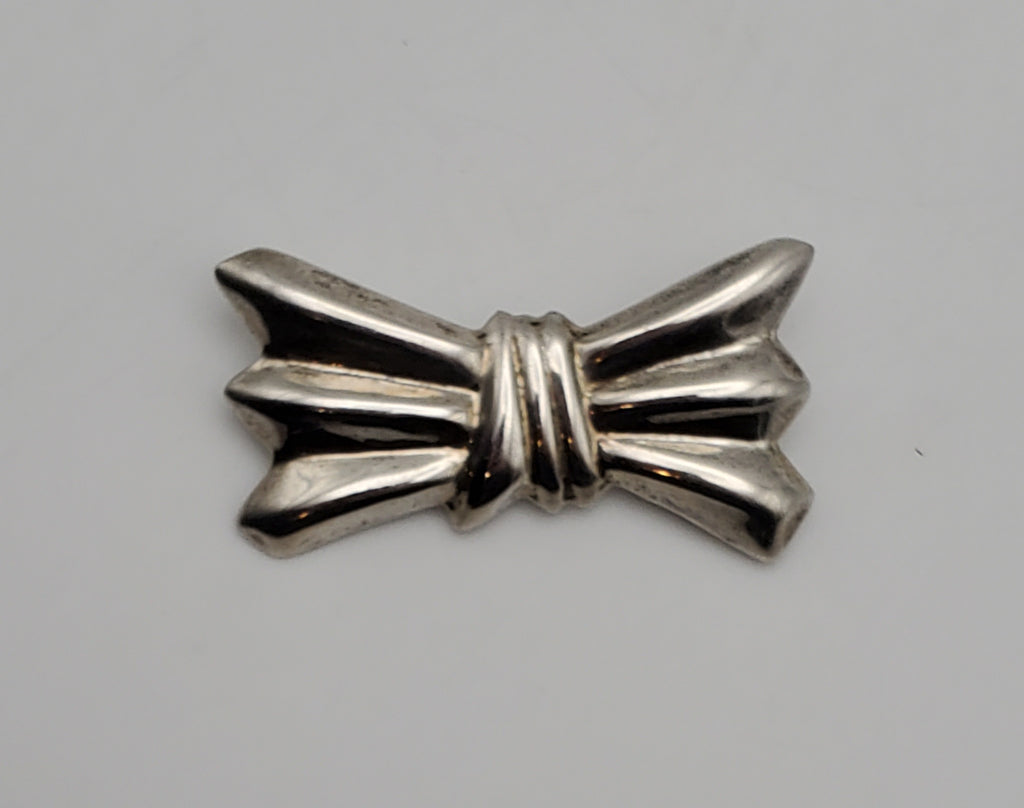 Vintage Handmade Sterling Silver Bow Brooch