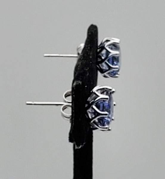 Vintage Light Blue Cubic Zirconia Sterling Silver Stud Earrings