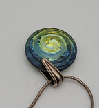 Vintage Foil Backed Etched Spiral Glass Pendant on Sterling Silver Necklace - 20"