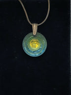 Vintage Foil Backed Etched Spiral Glass Pendant on Sterling Silver Necklace - 20"