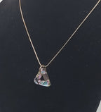 Vintage Faceted Prismatic Triangular Foil-Backed Pendant on Sterling Silver Necklace - 16"