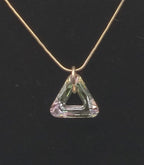 Vintage Faceted Prismatic Triangular Foil-Backed Pendant on Sterling Silver Necklace - 16"