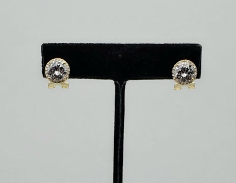 Vintage Gold Tone Sterling Silver Earrings with Rhinestones