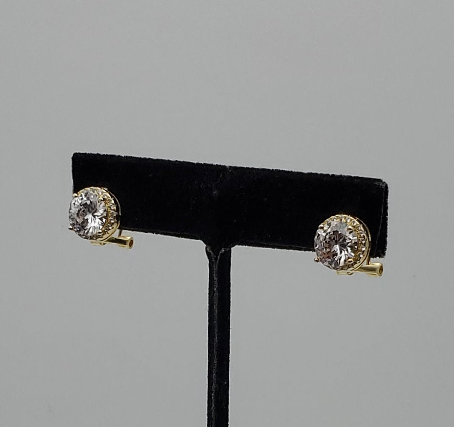 Vintage Gold Tone Sterling Silver Earrings with Rhinestones