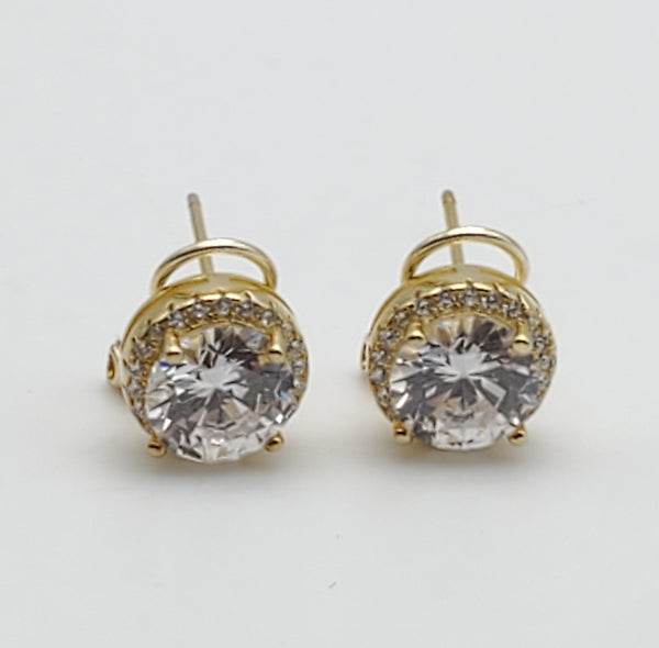 Vintage Gold Tone Sterling Silver Earrings with Rhinestones