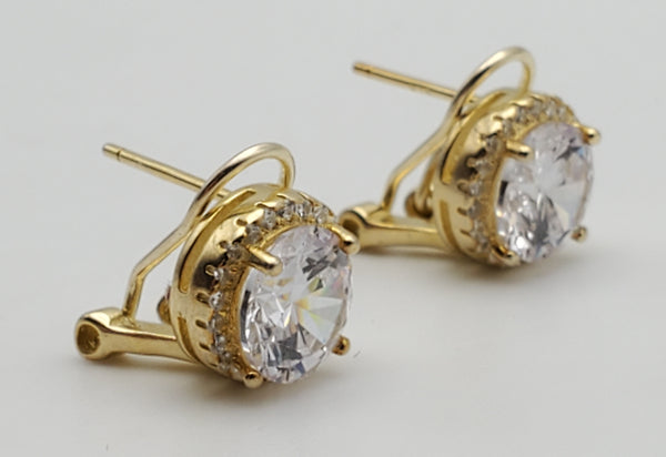 Vintage Gold Tone Sterling Silver Earrings with Rhinestones