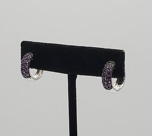 Vintage Amethyst Sterling Silver Huggie Earrings