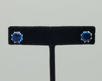 Vintage Synthetic Blue Spinel Sterling Silver Stud Earrings