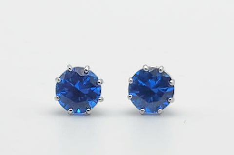 Vintage Synthetic Blue Spinel Sterling Silver Stud Earrings