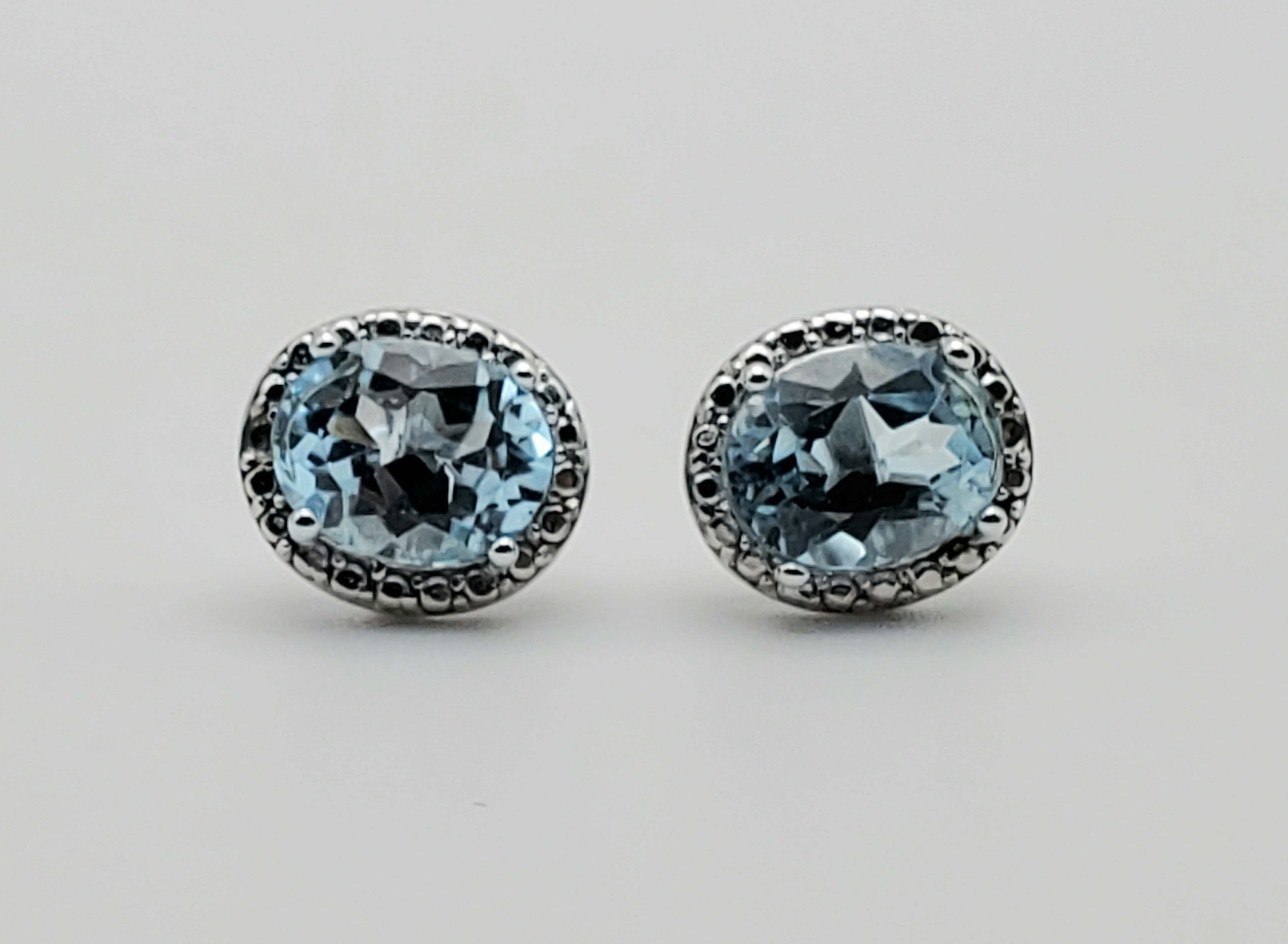 Vintage Blue Topaz Sterling Silver Stud Earrings