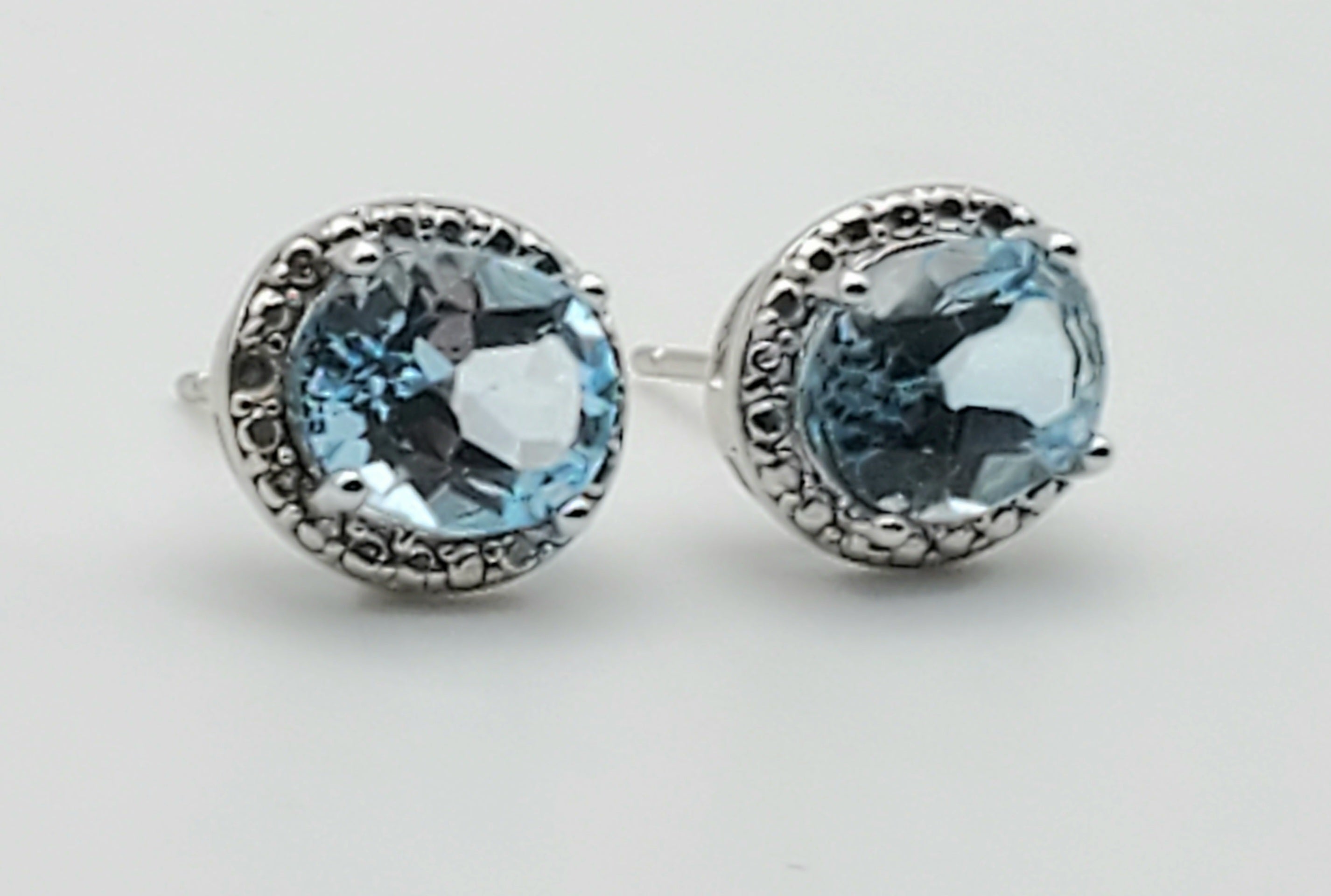 Vintage Blue Topaz Sterling Silver Stud Earrings