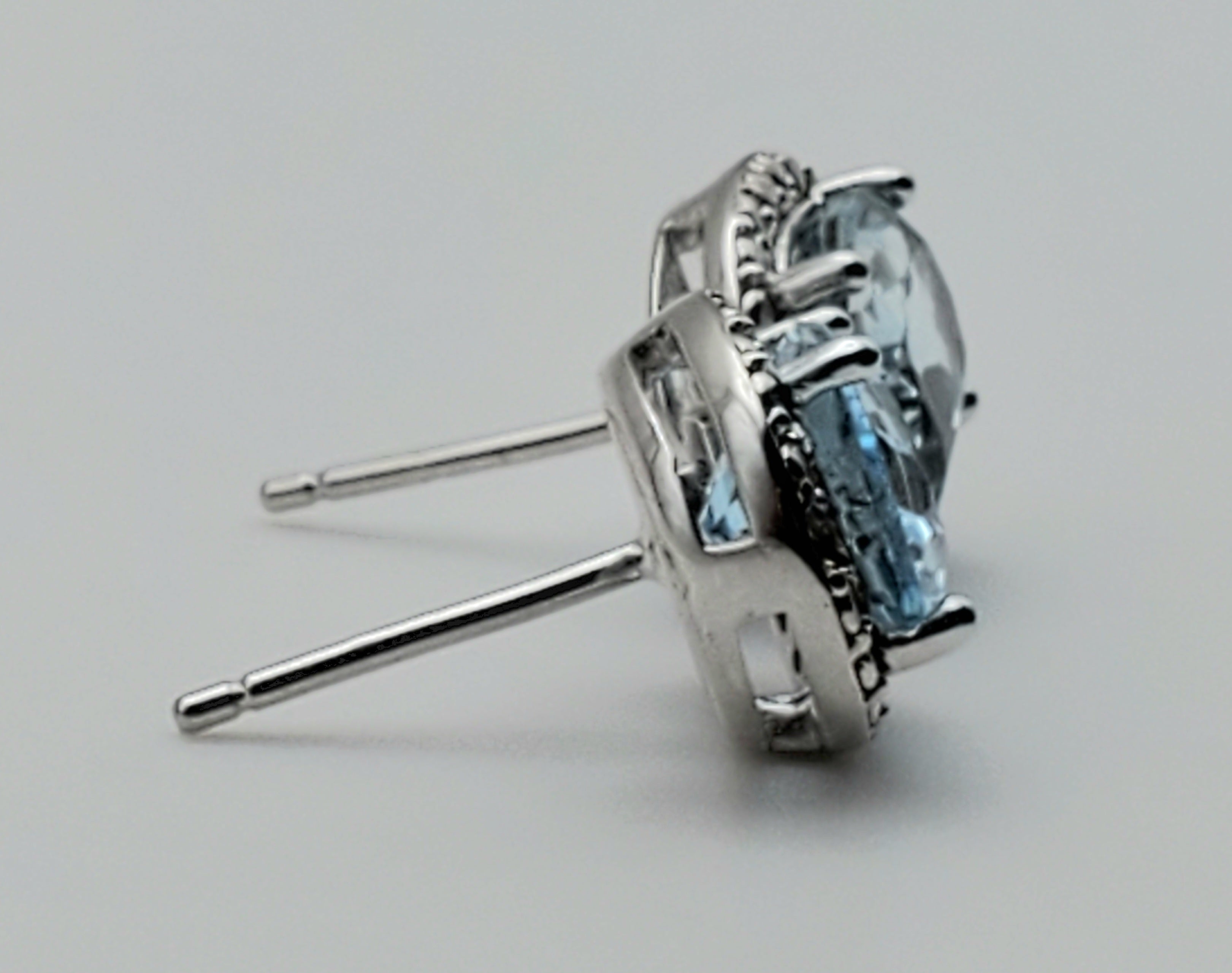Vintage Blue Topaz Sterling Silver Stud Earrings