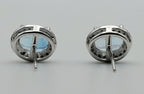 Vintage Blue Topaz Sterling Silver Stud Earrings