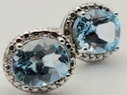 Vintage Blue Topaz Sterling Silver Stud Earrings