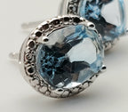 Vintage Blue Topaz Sterling Silver Stud Earrings