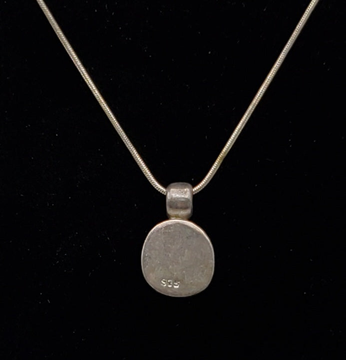 Vintage Handmade Dichroic Glass Sterling Silver Pendant Necklace -16 + 3"