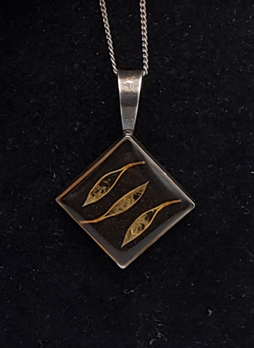 Vintage Handmade Sterling Silver Modern Design Seeds Pendant Sterling Silver Chain Necklace - 18"