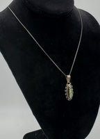 Vintage Handmade Dichroic Glass Sterling Silver Pendant on Sterling Silver Italian Chain Necklace - 23.5"