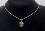 Vintage Dried Flowers Pendant Chain Necklace - 18.25"