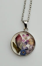 Vintage Dried Flowers Pendant Chain Necklace - 18.25"