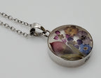 Vintage Dried Flowers Pendant Chain Necklace - 18.25"