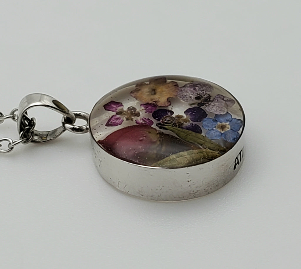 Vintage Dried Flowers Pendant Chain Necklace - 18.25"