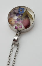 Vintage Dried Flowers Pendant Chain Necklace - 18.25"