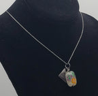 Vintage Floral Glass Bead Pendant on Sterling Silver Chain Necklace - 22"