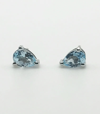 Vintage Blue Topaz Sterling Silver Stud Earrings