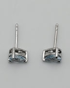 Vintage Blue Topaz Sterling Silver Stud Earrings