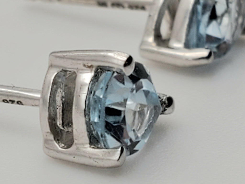 Vintage Blue Topaz Sterling Silver Stud Earrings