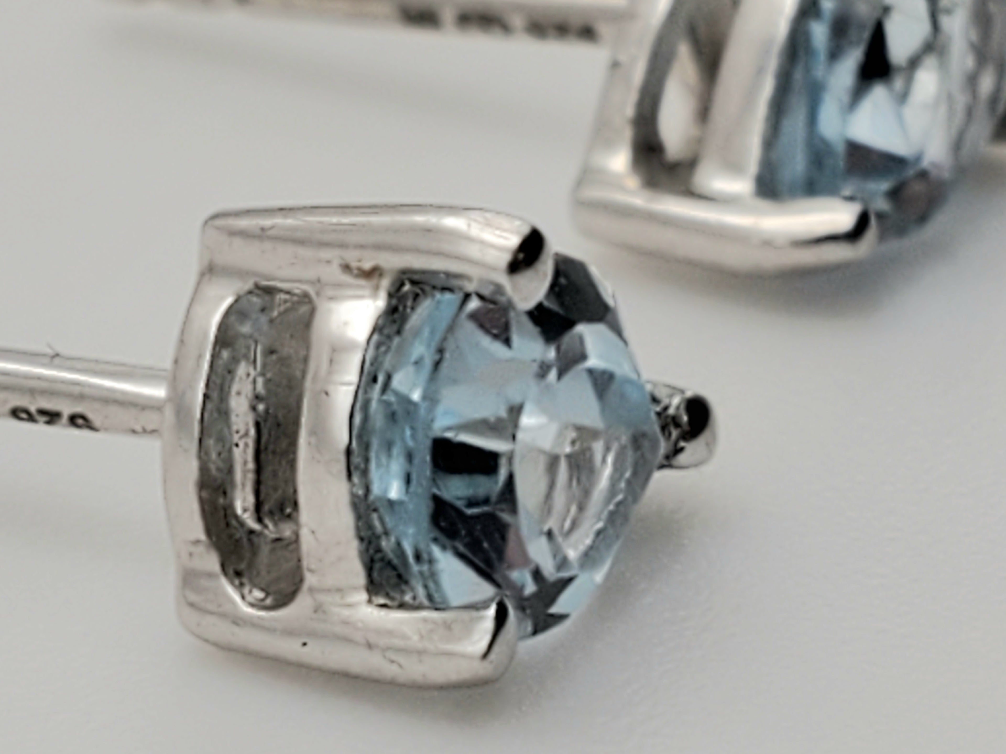 Vintage Blue Topaz Sterling Silver Stud Earrings